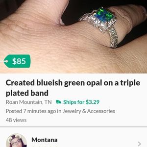 Blueish green opal ring